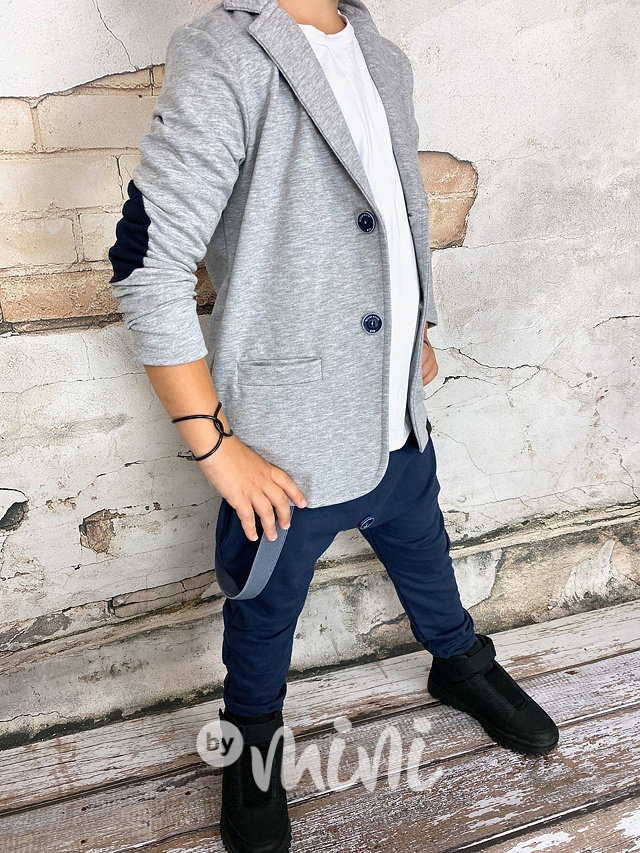 Navy baggy kalhoty s kšandami