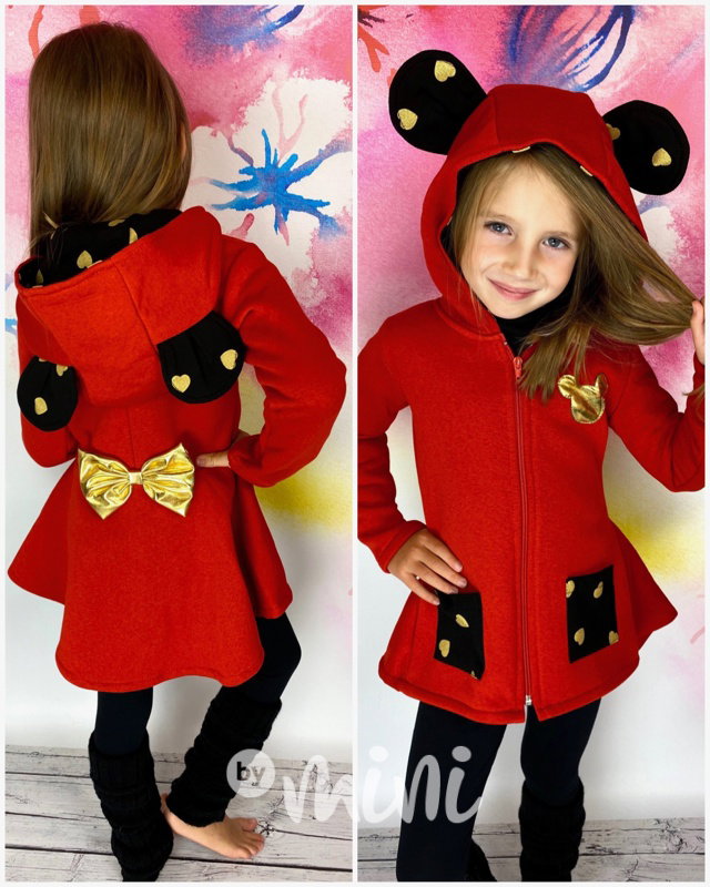 Gold Mickey fleece mikčokabátek - červený