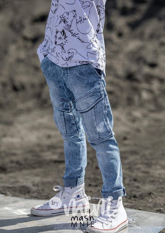 CHLAPECKÉ DŽÍNY S KAPSAMI ICE BLUE *MASHMNIE*