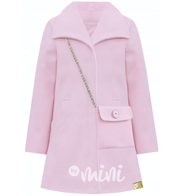 Premium flaušový kabátek s kabelkou - pink