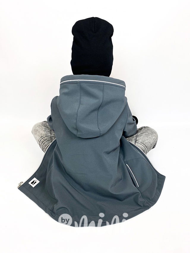 Warm softshell long chlapecká bunda - šedá