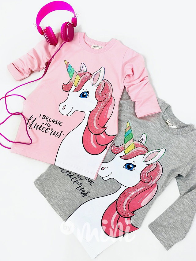 Unicorn tunikomikča s flitry - grey