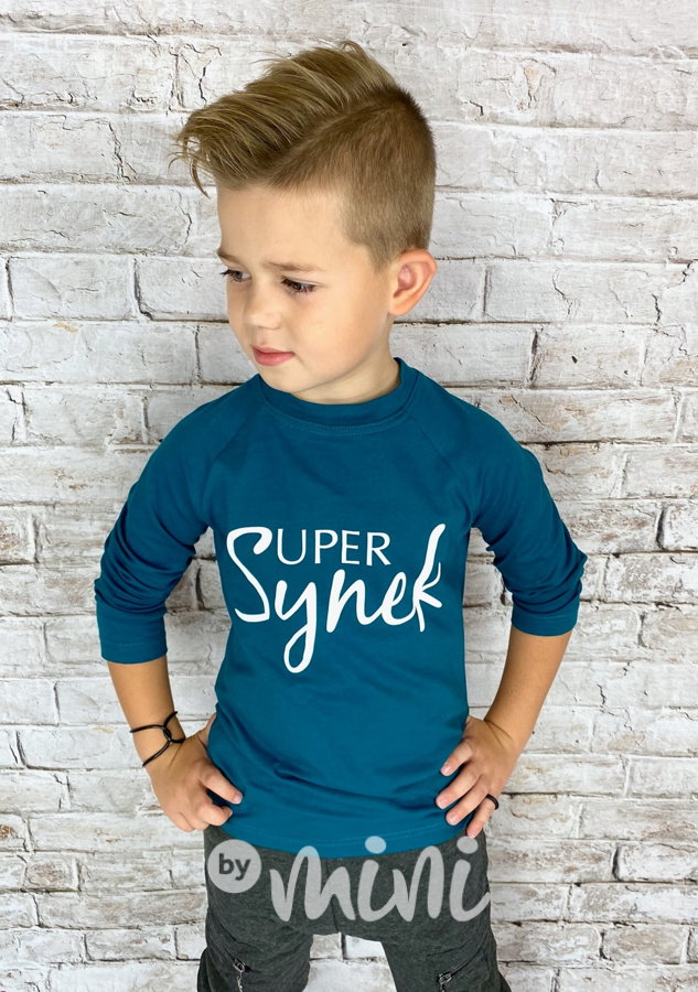 Super synek petrol triko s dlouhým rukávem