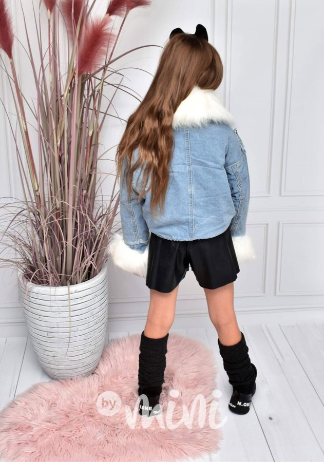 Oversize jeans bunda s kožíškem