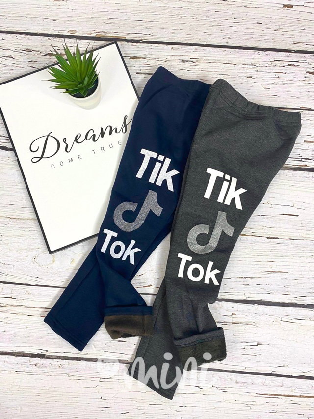 Tik Tok zimní vyteplené TERMO legíny - šedý melír