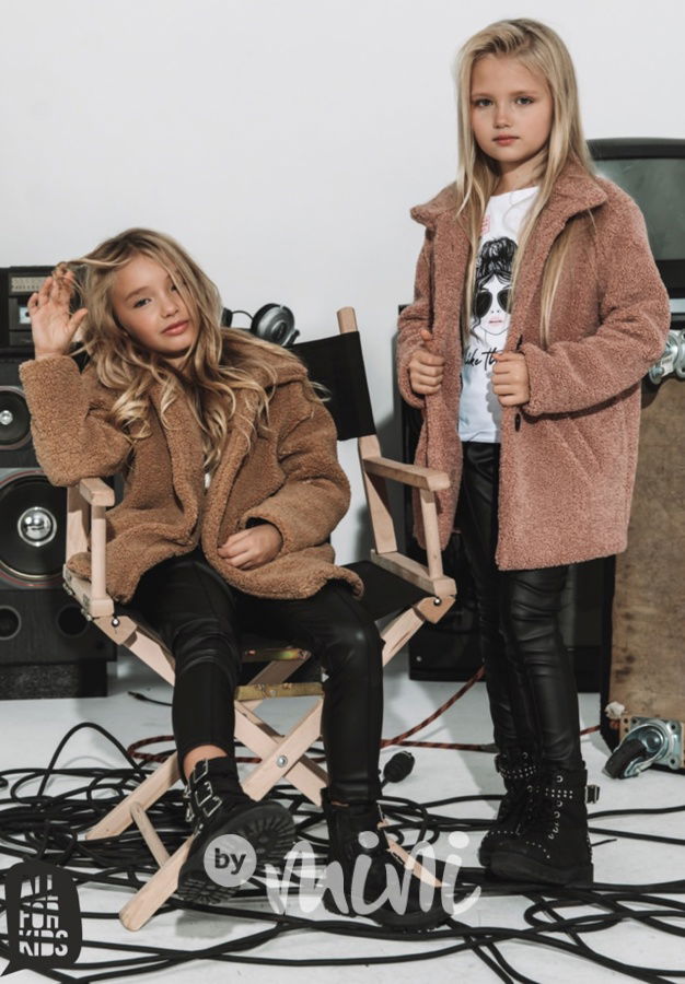 Dívčí kabát na zip alpaka hnědý 