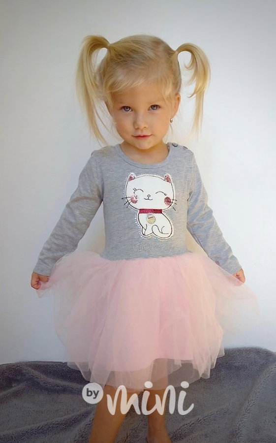 Kitty tylové šaty grey/pink