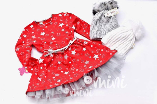 Xmas stars dívčí šaty červené