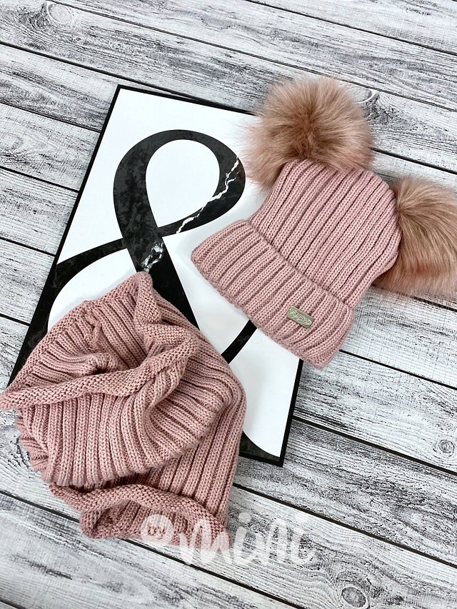 Super termo kulich dvě bambule + nákrčník - PINK