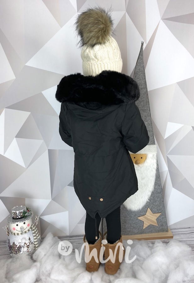 Zimní kožíšková parka černá