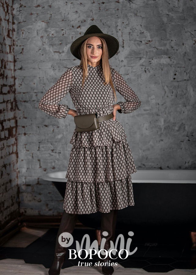 Hnědé boho šaty mamka a dcera 