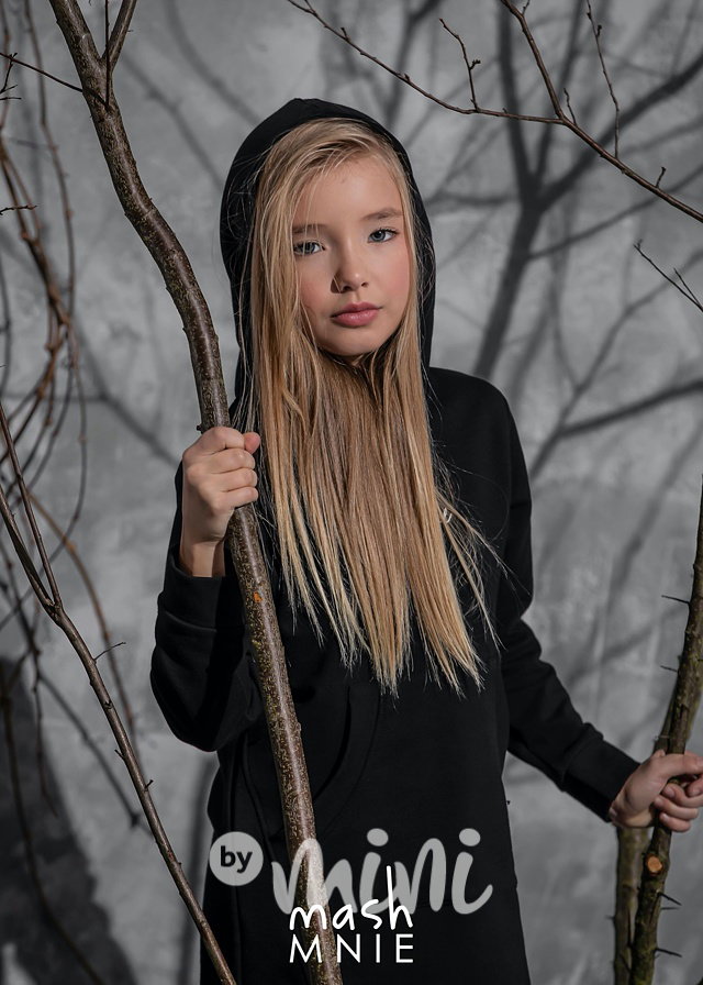 Hoodie dívčí šaty dress black *by MashMnie* prémium 