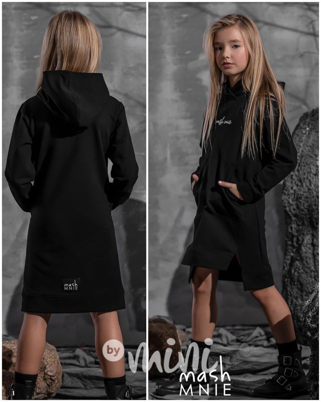 Hoodie dívčí šaty dress black *by MashMnie*