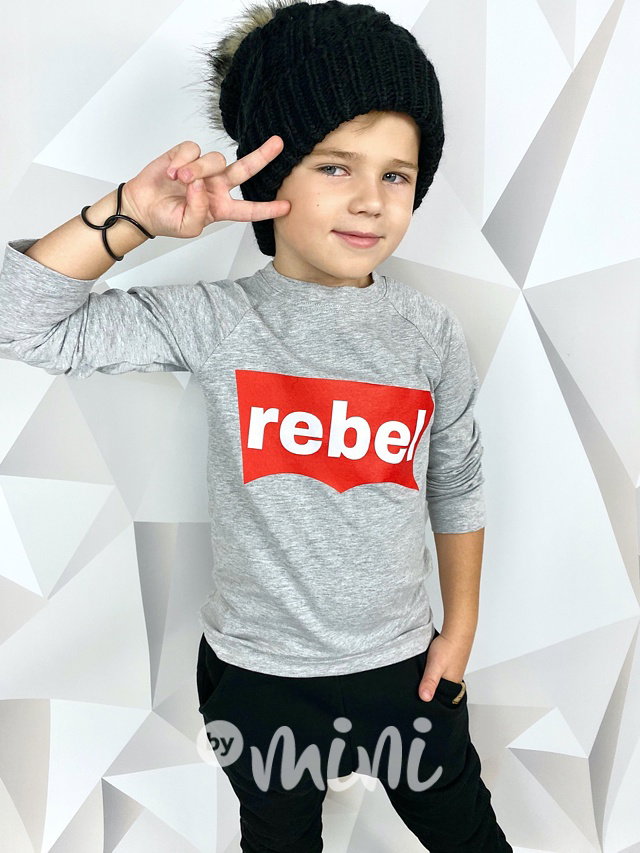REBEL grey melange triko s dlouhým rukávem