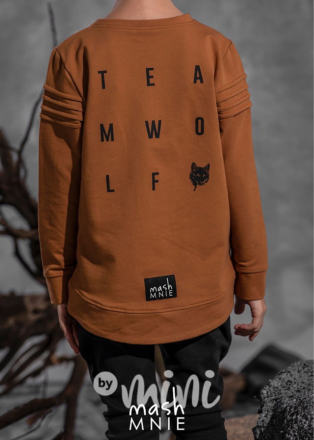 Mikina s prošitím TEAM WOLF toffee *MashMnie*