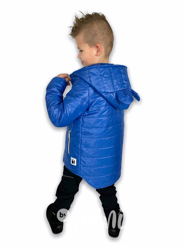 Prošívaná long bunda ouška - blue