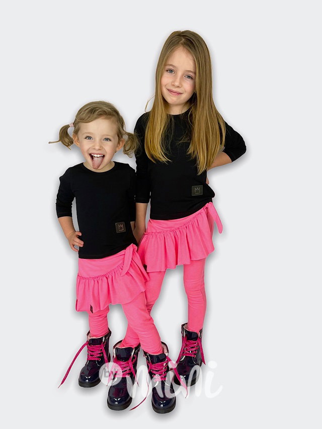 Neon pink dětské sukňolegíny 2v1