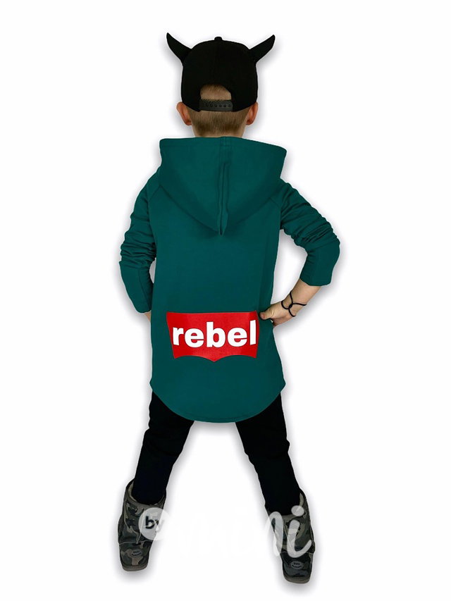 Smaragd REBEL dlouhá flísová mikina