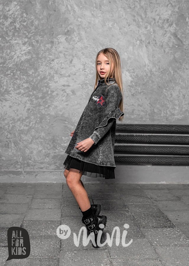 Jeans dívčí košilová tunika ice black *AFK*
