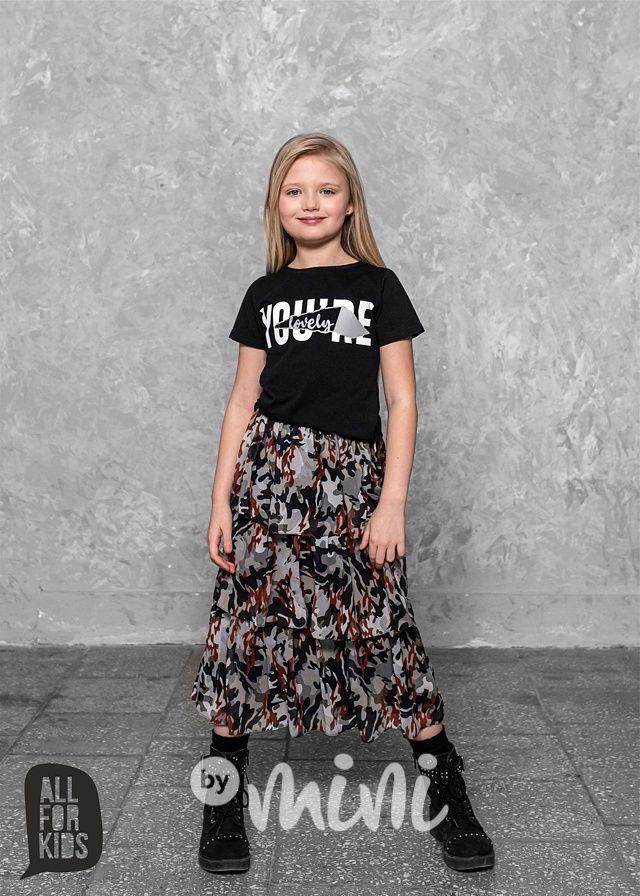 Dětská sukně armi midi v pase na gumu 