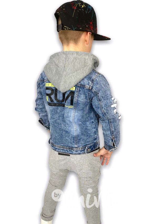 Jeans hoodie bunda s kapucí