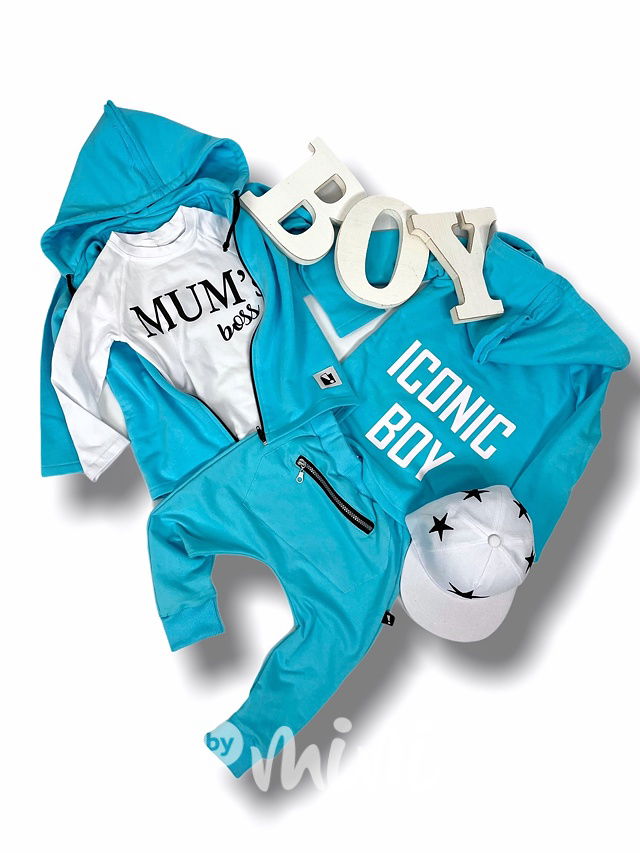 Baggy s kapsičkou a zipem - sky blue