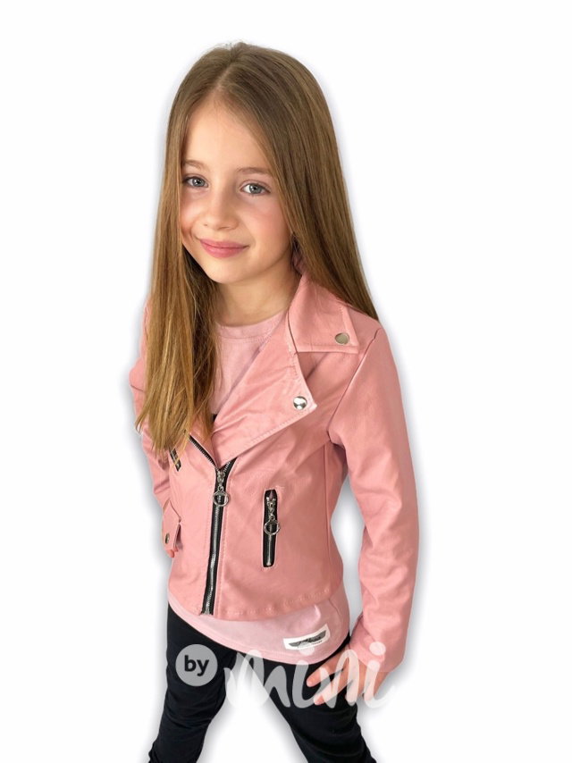 Eco leather bunda se zipy - pink