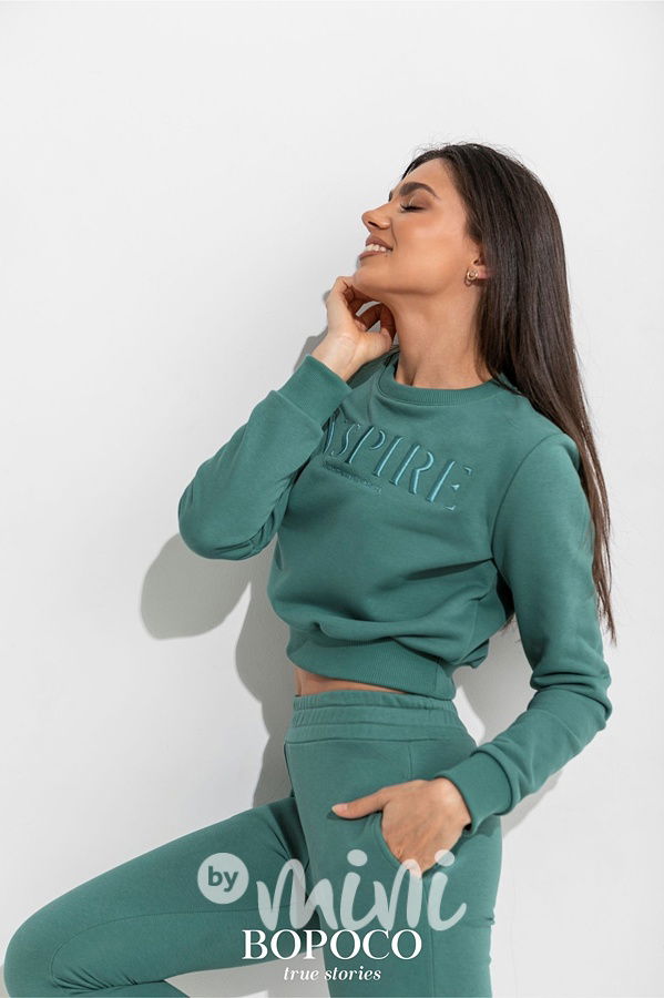 Dámská mikina + tepláky zelená smaragdová 