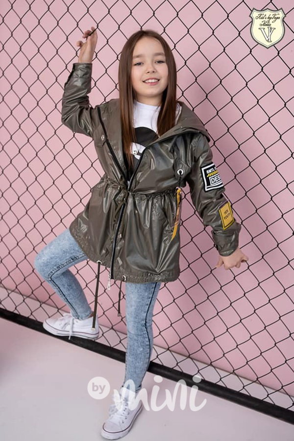 Designová khaki dívčí parka VOGA