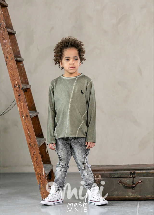 Acid wash longsleeve triko khaki *MashMnie*