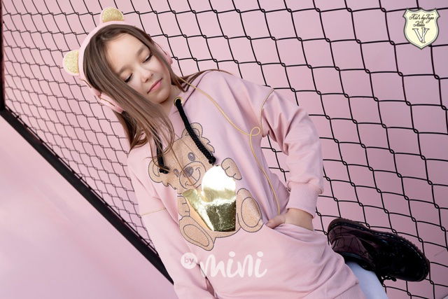Teddy hoodie tunika pink VOGA
