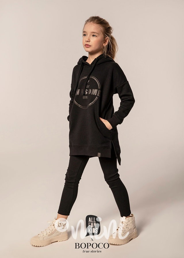 Hoodie dívčí mikina černá s nápisem AWESOME