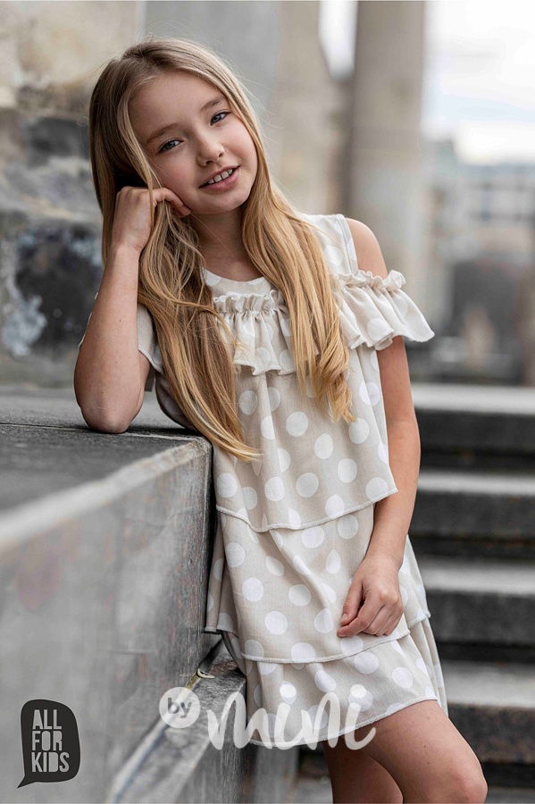 Elegant boho šaty puntík beige *AFK*