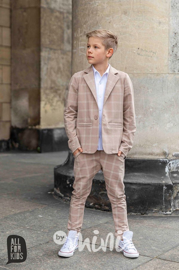 Elegant kalhoty - beige karo