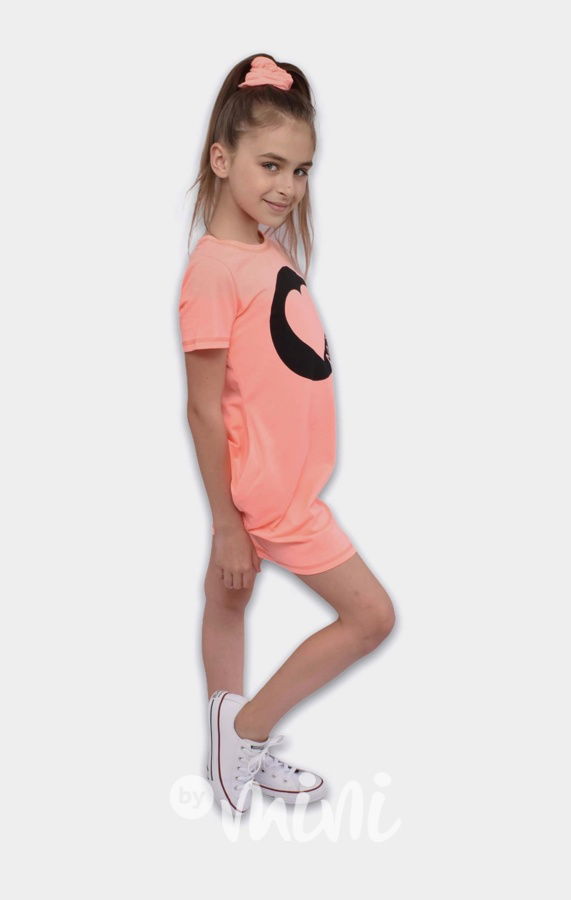 Srdíčková tunika + gumička neon orange