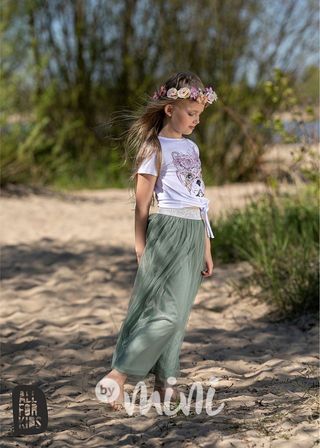 MIDI dlouhá tylová sukně - mint *AFK*