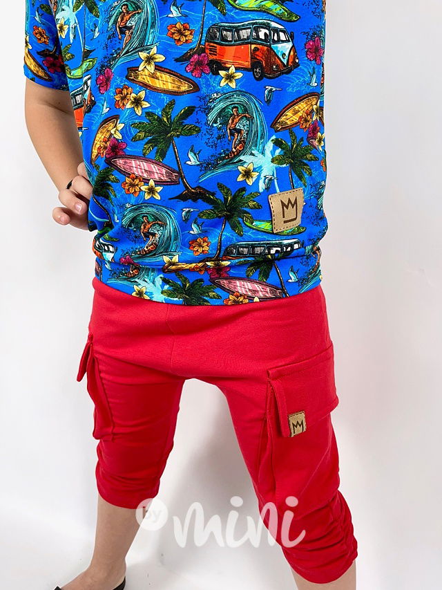 Červené shorts baggy kapsáče