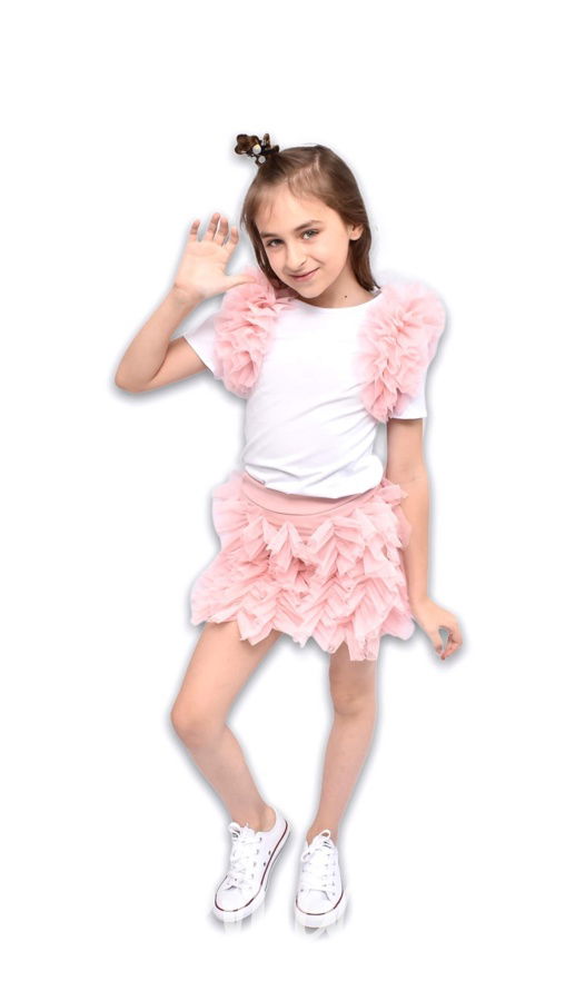Extra tylová blůzka + sukně baby pink