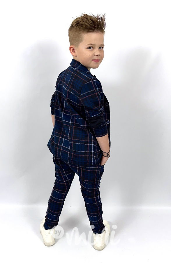 Elegant kalhoty - blue karo