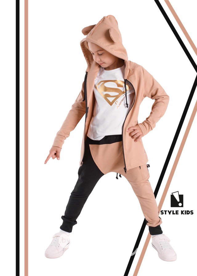 Street boy baggy tepláky black/white coffee