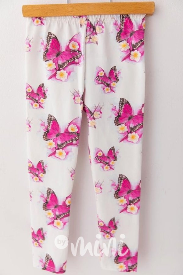 Pink butterfly soft cotton legíny *Lily Grey*