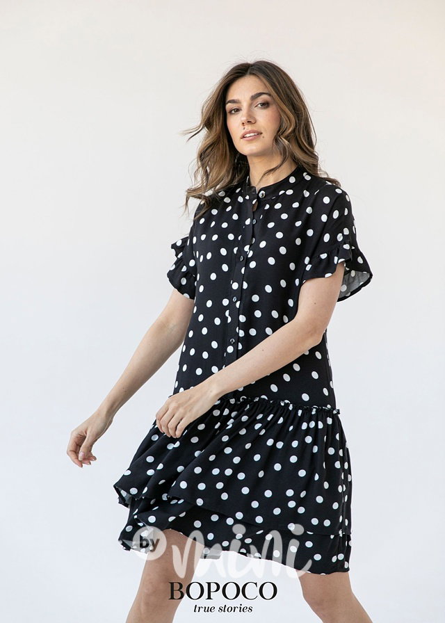 Dámské puntíkaté letní šaty - black