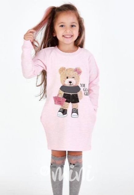 Teddy GIRL medvídková tunika - pink melange