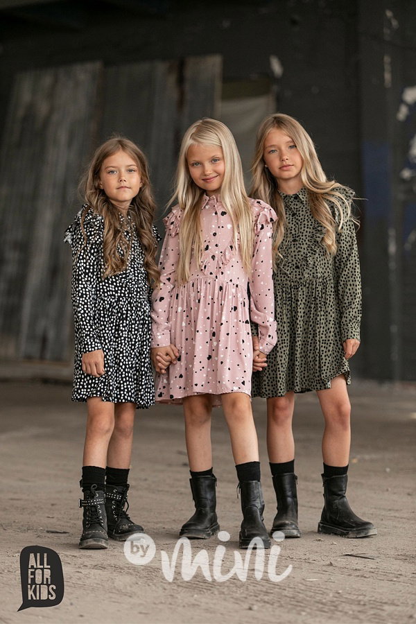 Boho elegant šaty puntík khaki