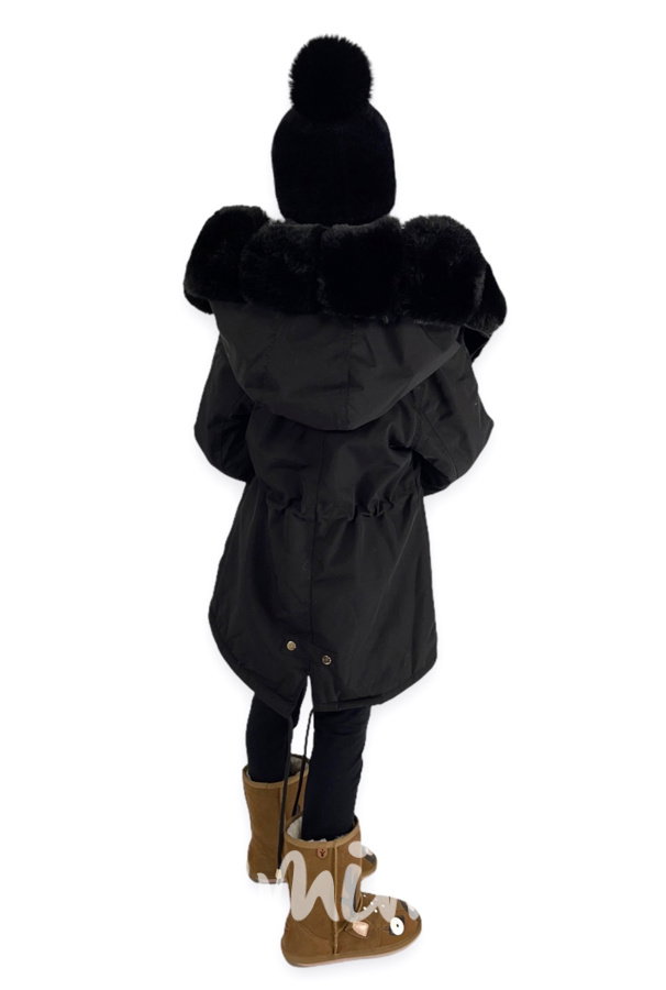 Zimní kožíšková parka - černá