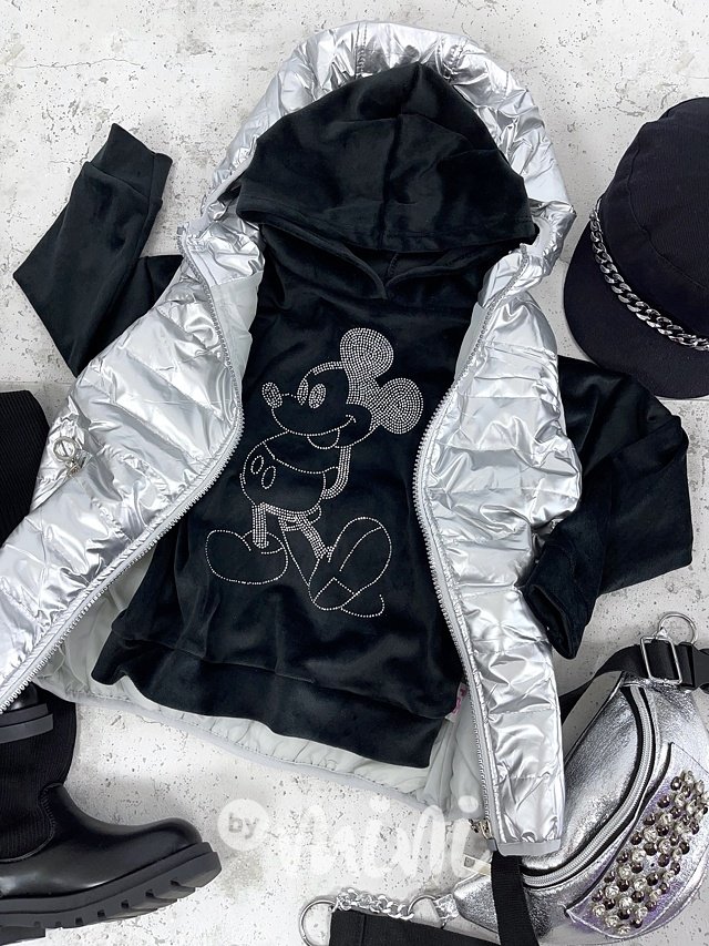 Mickey velur mikina černá