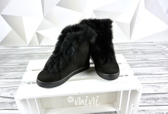 Black boty s kožešinou
