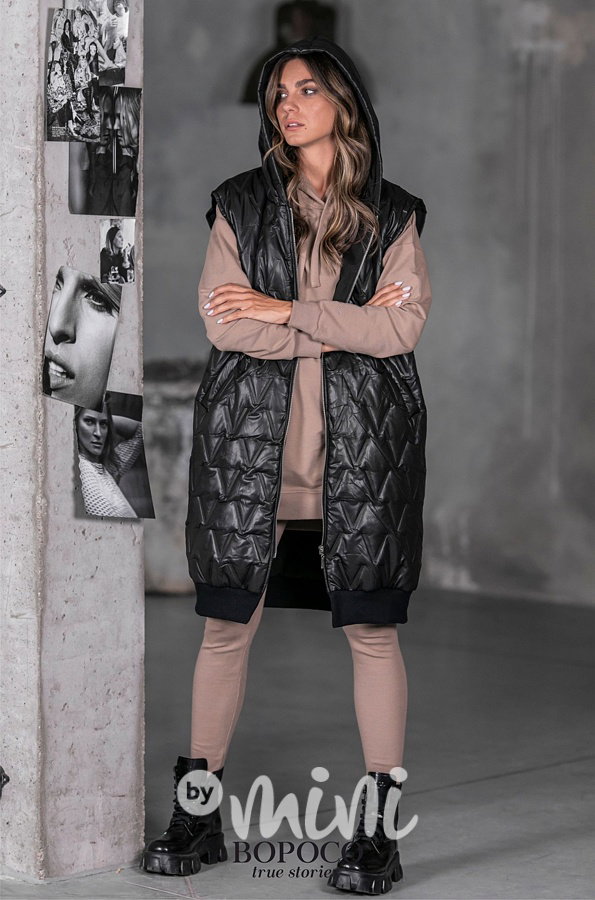 BOPOCO prošívaná dlouhá oversize vesta