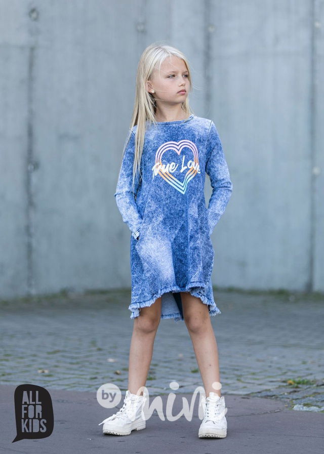 Jeans šaty LOVE acid blue