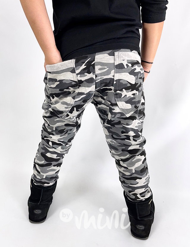 SUPER termo grey army tepláky - BASIC